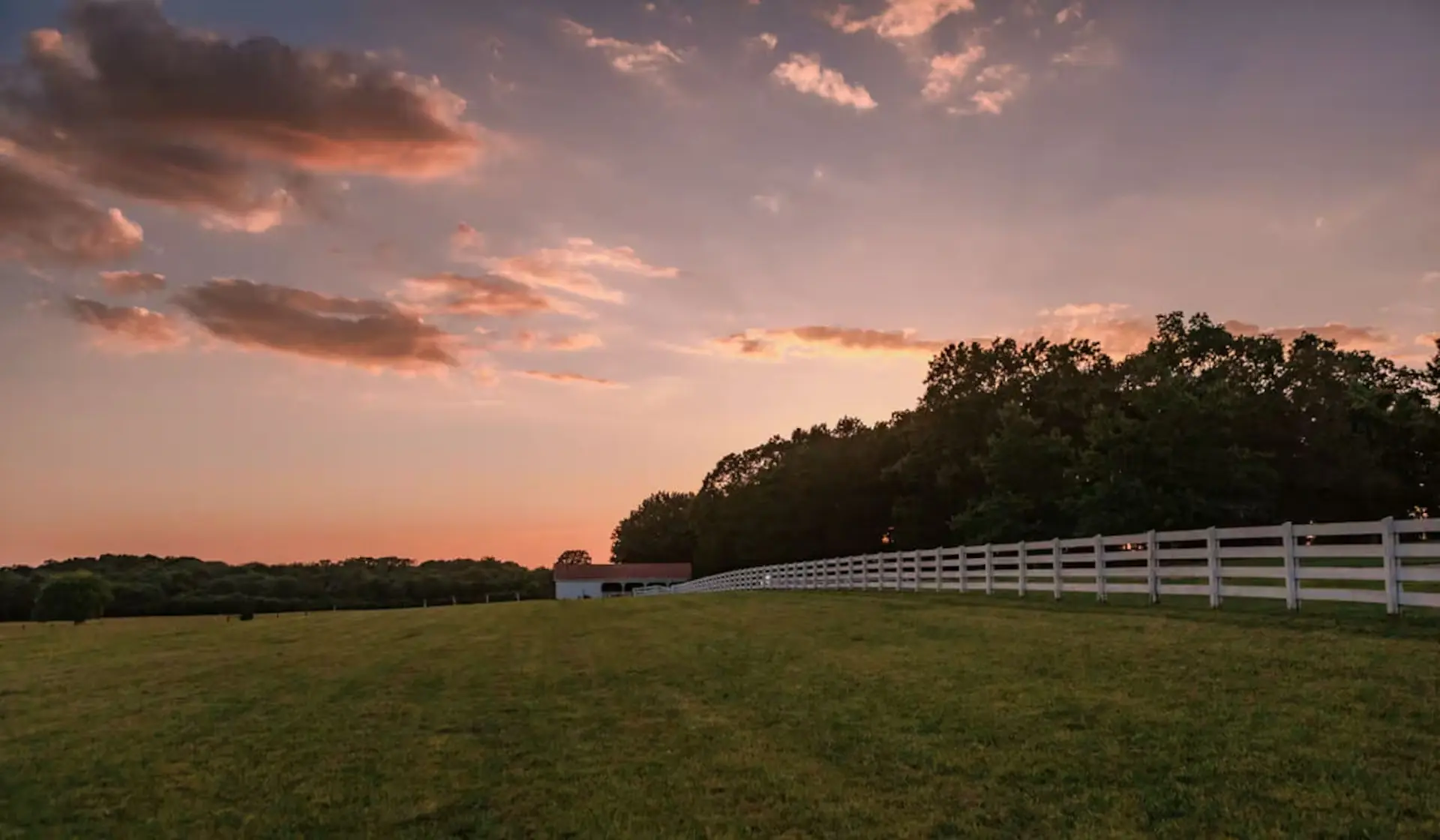 Sunset over a farm in Marshall County